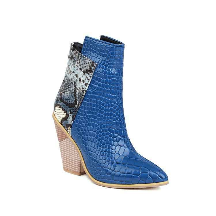 Coffee Rain Boots : With Snake Print High Heel