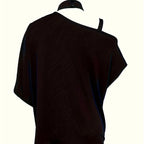 One-Shoulder Abstract Face Printed T-Shirt
