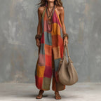 Plaid Print Jumpsuit – Sleeveless, Wide-Leg, Suspender Style