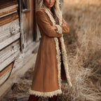 Retro Suede Edge Long Wind Jacket