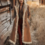 Retro Suede Edge Long Wind Jacket