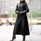 Luxury Faux Leather Long Coat