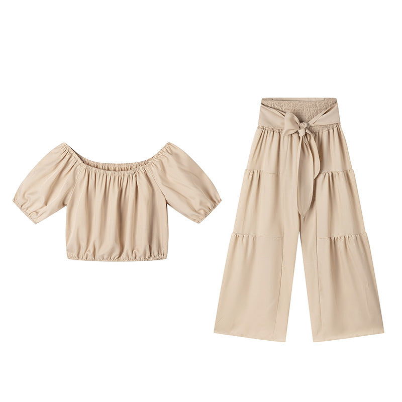 Colorful High-Waist Flared Pants & Top Two-Piece Set