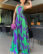 Green Splatter Lace Up Jumpsuit
