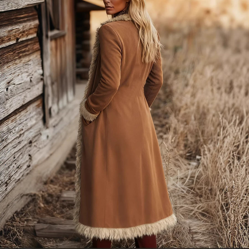 Retro Suede Edge Long Wind Jacket