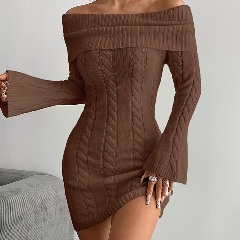 Knit Off Shoulder Bodycon Dress
