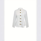 Textured Fabric Stand Up Collar Jacket