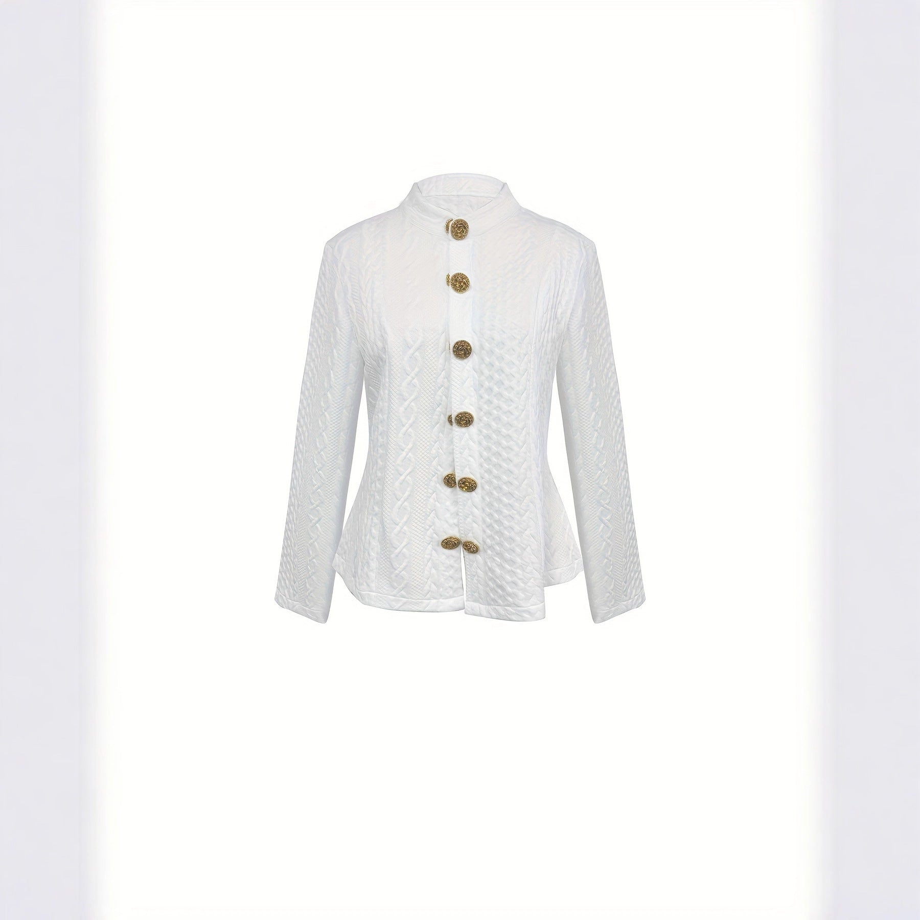 Textured Fabric Stand Up Collar Jacket