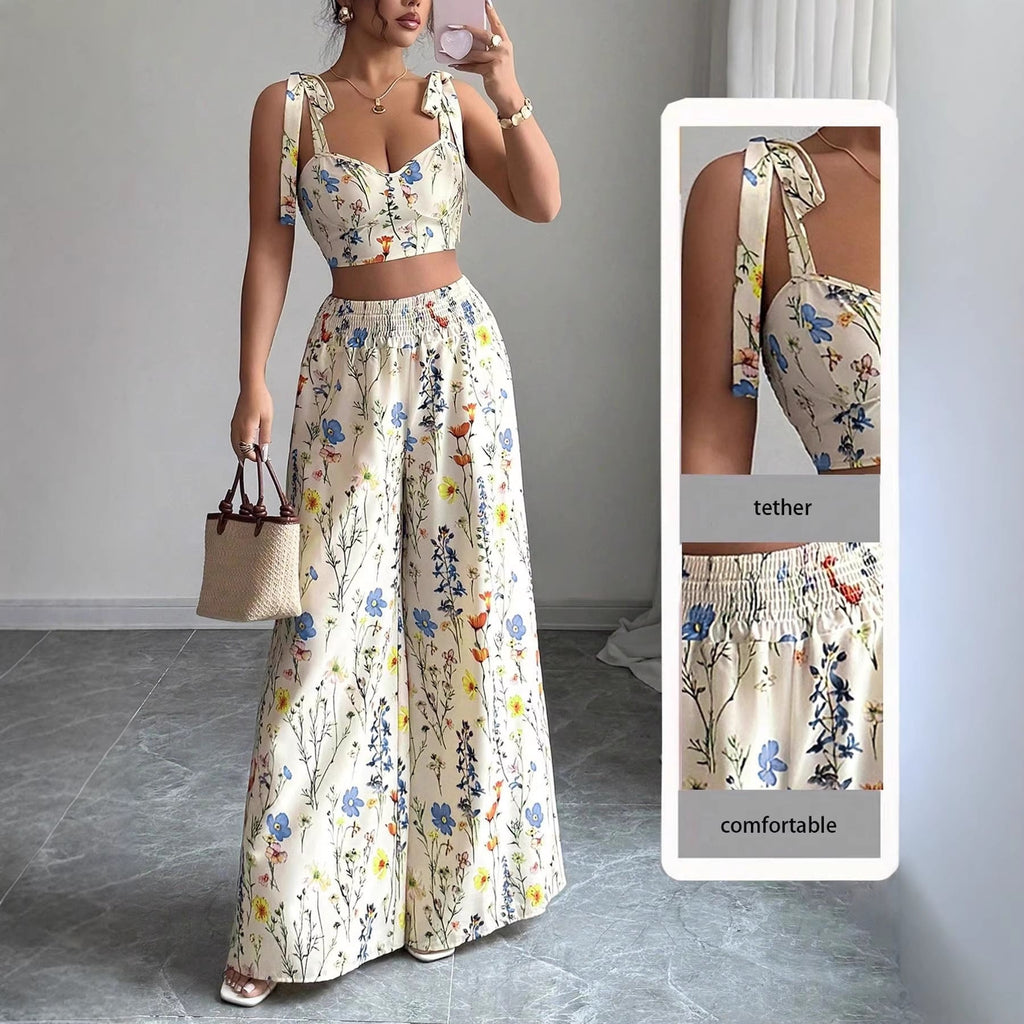 Printed Camisole Flowers Top And Pants