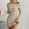 Knit Off Shoulder Bodycon Dress