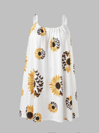 🌻 Plus Sunflower Print Sleeveless Wrap Dress