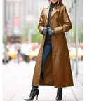 Luxury Faux Leather Long Coat