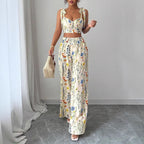 Printed Camisole Flowers Top And Pants