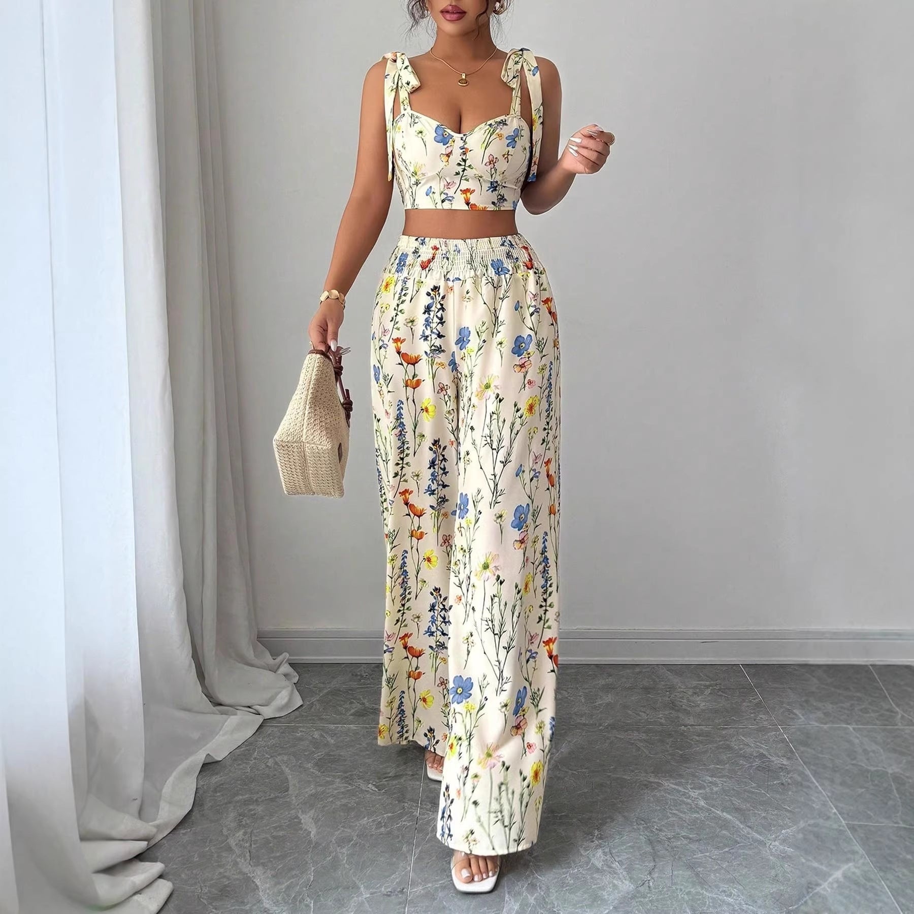 Printed Camisole Flowers Top And Pants