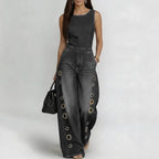 Women’s High-Waisted Sleeveless Denim Jumpsuit