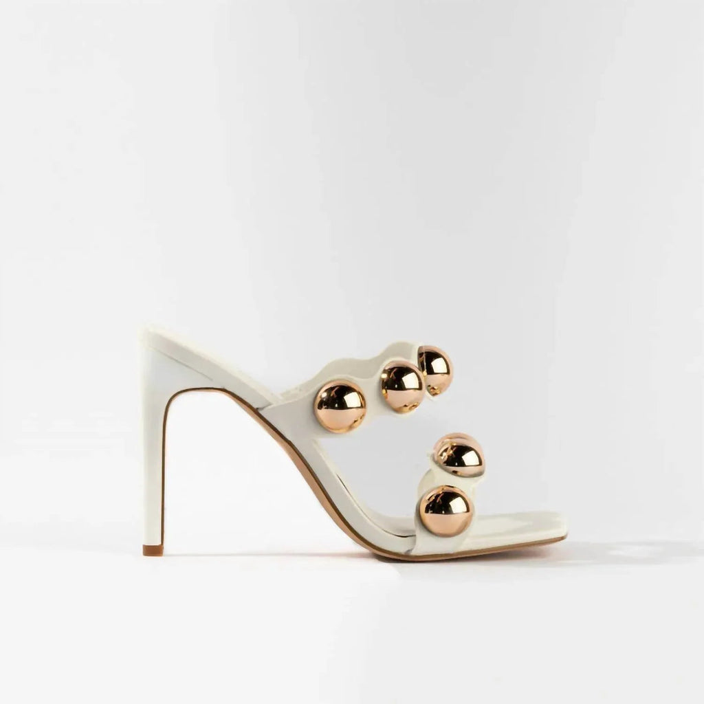 Women's Dome Stud Double Strap Heeled Sandal