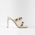 Women's Dome Stud Double Strap Heeled Sandal