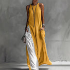 Women's Sleeveless Off-Shoulder Loose Maxi Dress with Pockets