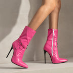 European-style Mid-calf Boots With Slender High Heels