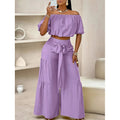 Colorful High-Waist Flared Pants & Top Two-Piece Set