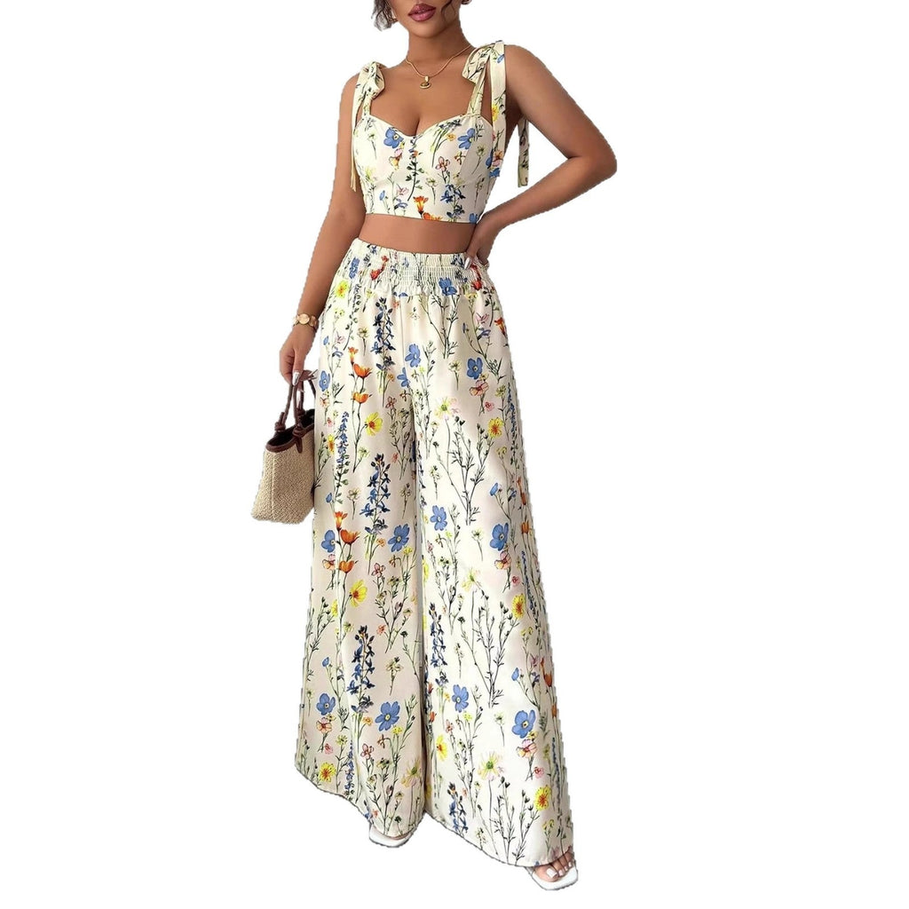 Printed Camisole Flowers Top And Pants