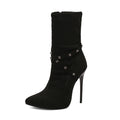 European-style Mid-calf Boots With Slender High Heels