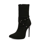 European-style Mid-calf Boots With Slender High Heels