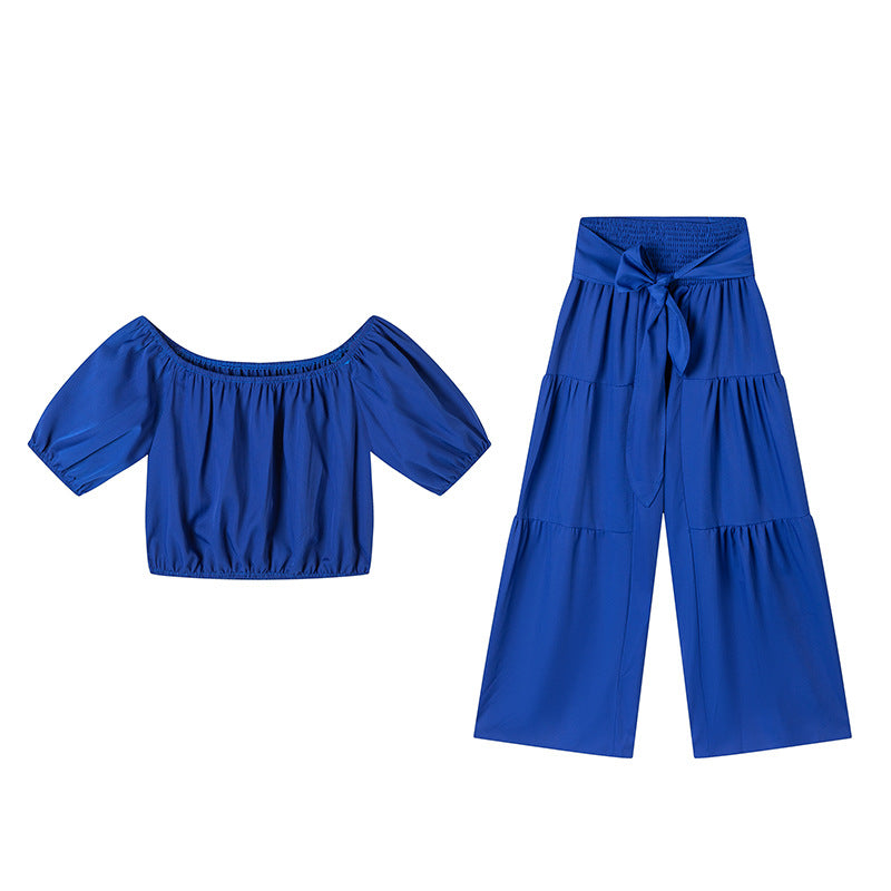 Colorful High-Waist Flared Pants & Top Two-Piece Set