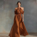 Solid-Color Halter Neck Midi Dress