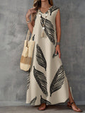 Vintage V-Neck Sleeveless High-Waist Maxi Dress