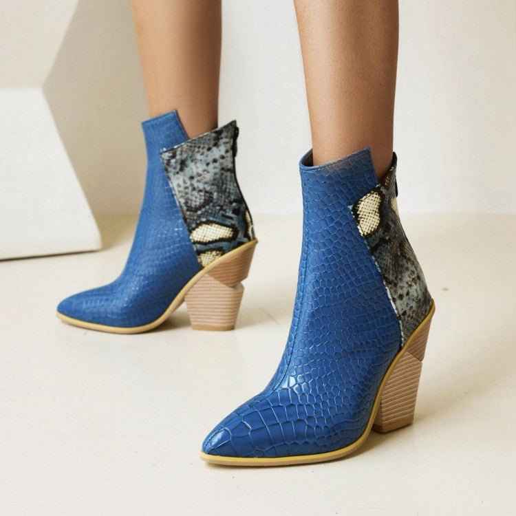 Coffee Rain Boots : With Snake Print High Heel