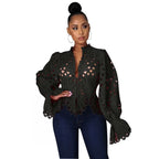 Hollow Out Mesh Lace Blouse