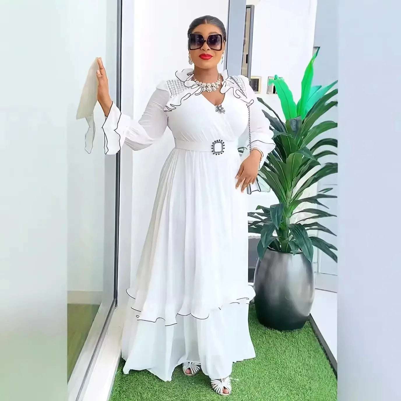 African Dashiki Chiffon Maxi Dress