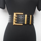 Runway Fashion Genuine Leather Gold Buckle Belts
