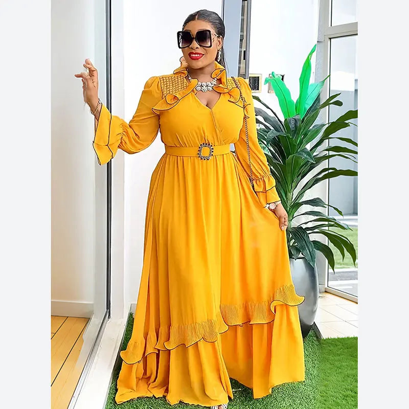 African Dashiki Chiffon Maxi Dress
