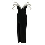 Sexy Off Shoulder Pearl Maxi Long Bandage Body Dress