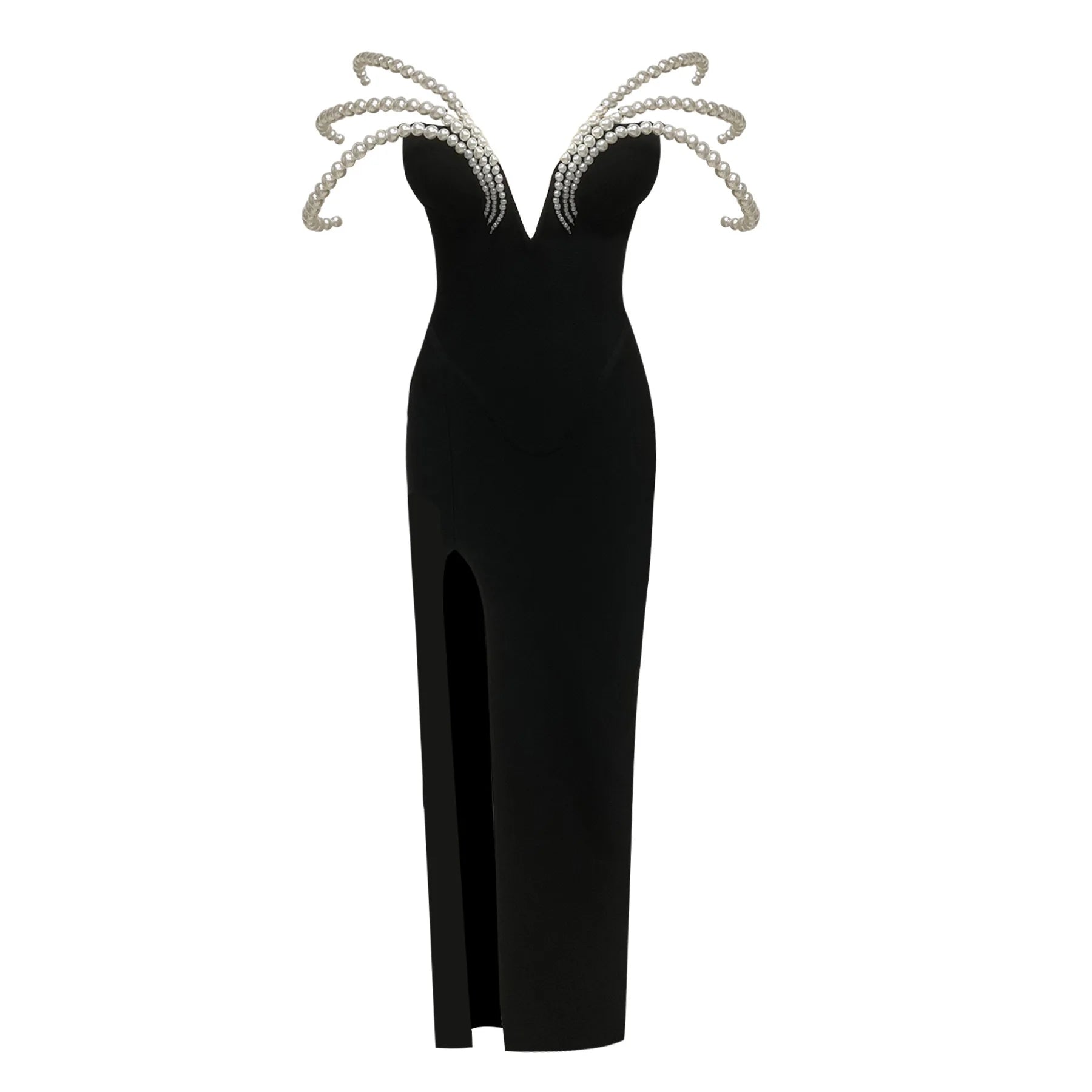 Sexy Off Shoulder Pearl Maxi Long Bandage Body Dress