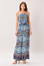 WOVEN SCARF TOP AND PANT SET