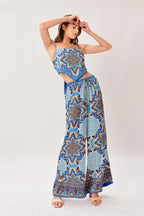 WOVEN SCARF TOP AND PANT SET