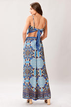 WOVEN SCARF TOP AND PANT SET