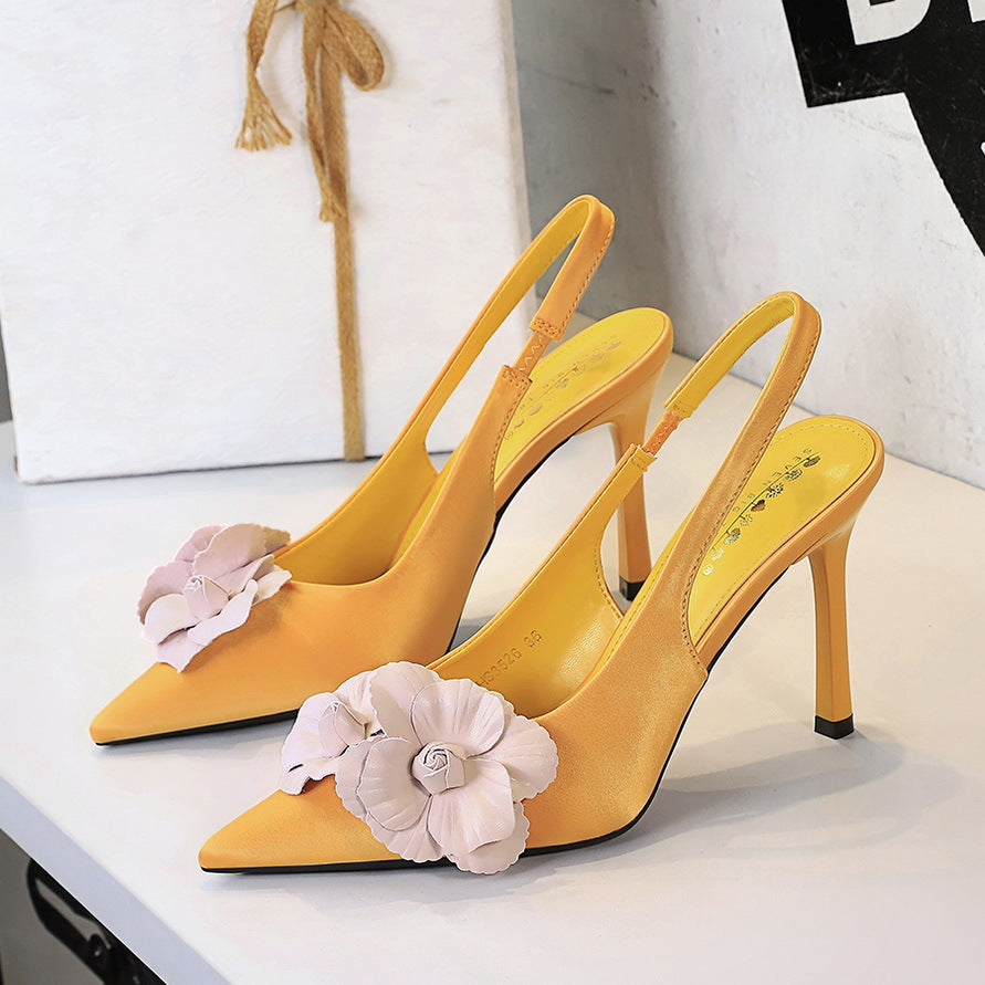 Cocktail Cutout out Back Strap Pointed Stiletto Heels