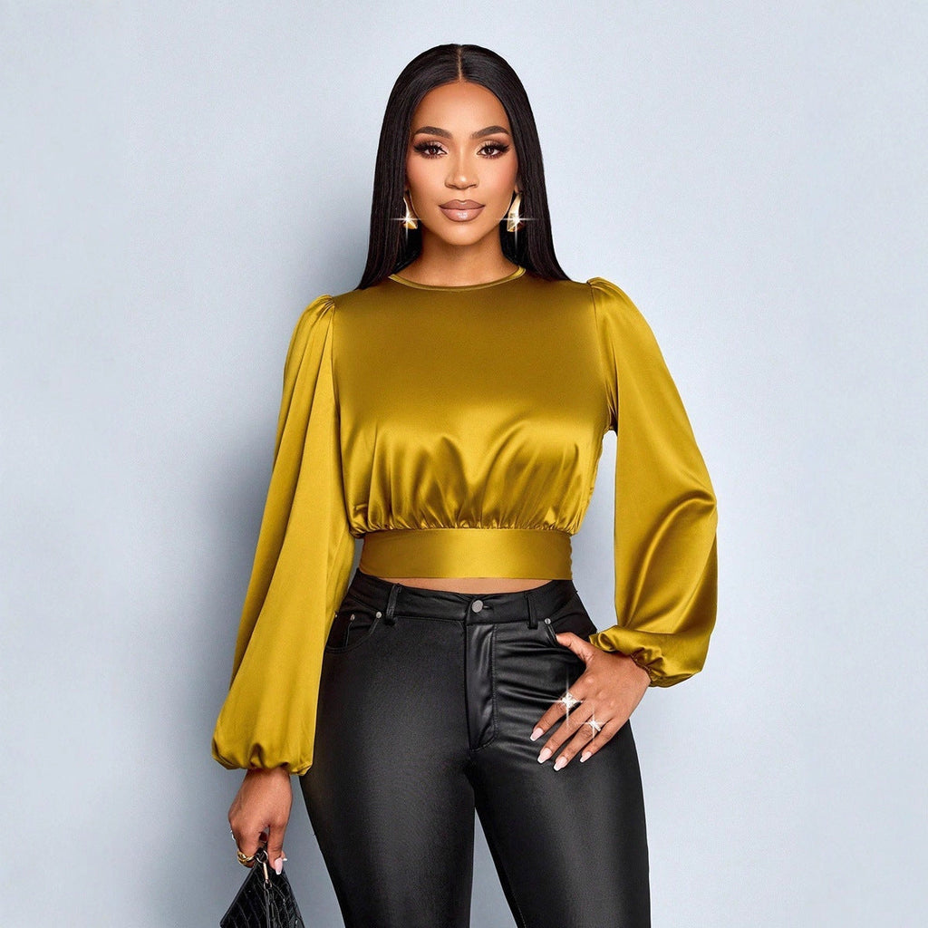 Satin Sexy Leopard Print Top Shirt