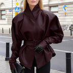 Retro Wine Figure Flattering Leather Jacket