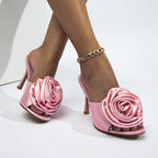 Low Cut Shoe Open Toe Floral Stiletto Heel Sandals