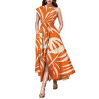 Printed Dress One Shoulder Sleeveless Dress