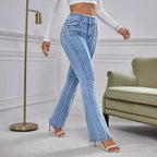 Slightly Flared Wadding Edge Jeans