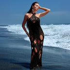 Cutout Halter Beach Cover up Bikini Swimsuit Dresses