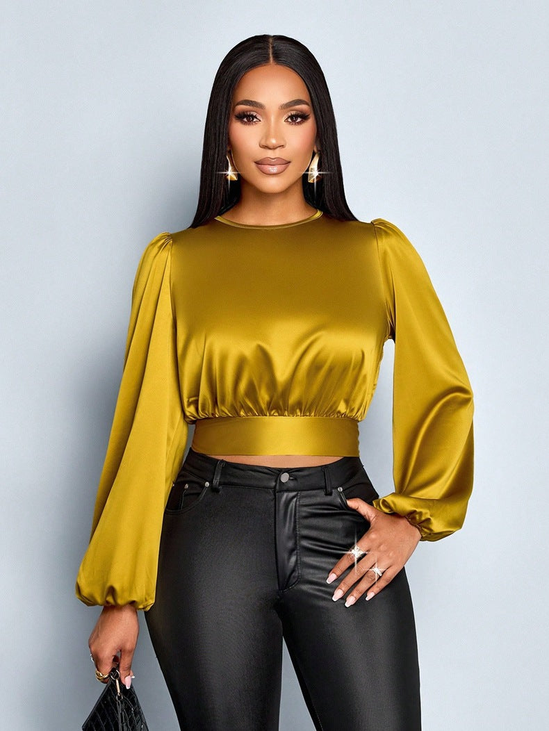 Satin Sexy Leopard Print Top Shirt