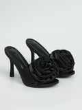 Low Cut Shoe Open Toe Floral Stiletto Heel Sandals
