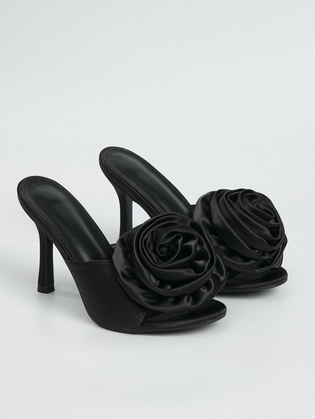 Low Cut Shoe Open Toe Floral Stiletto Heel Sandals
